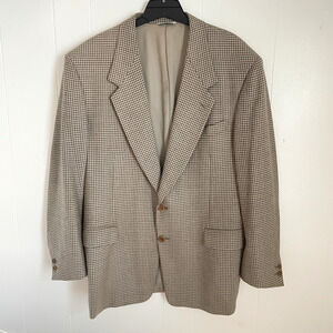 Canali Proposta Men’s 44R Brown Wool Houndstooth Sport Coat Blazer Made in Italy